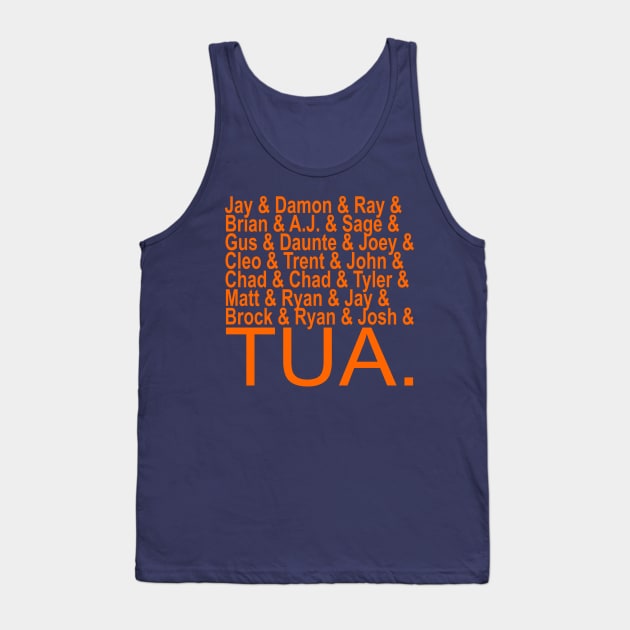 Dolphins quarterbacks History of Miami with Tua Tagovailoa Tank Top by Retro Sports